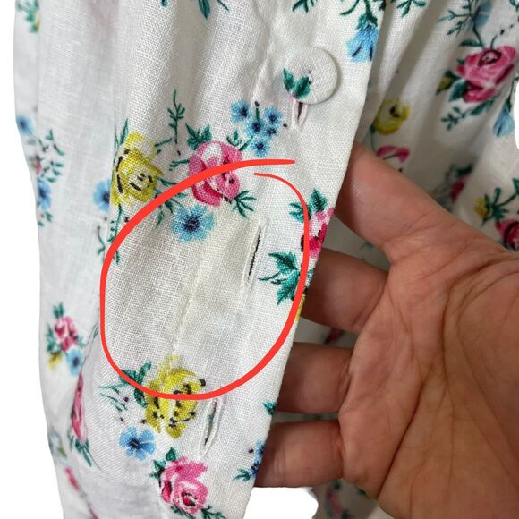 Emilia Wickstead Kirk Mini Dress Women’s Size 10 White Floral Linen d - Picture 14 of 14